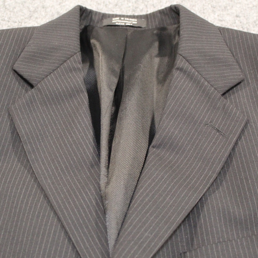 Alfani Mens 100% Wool Pinstripe 3 Button Suit Blazer Jacket Black 42 L F708